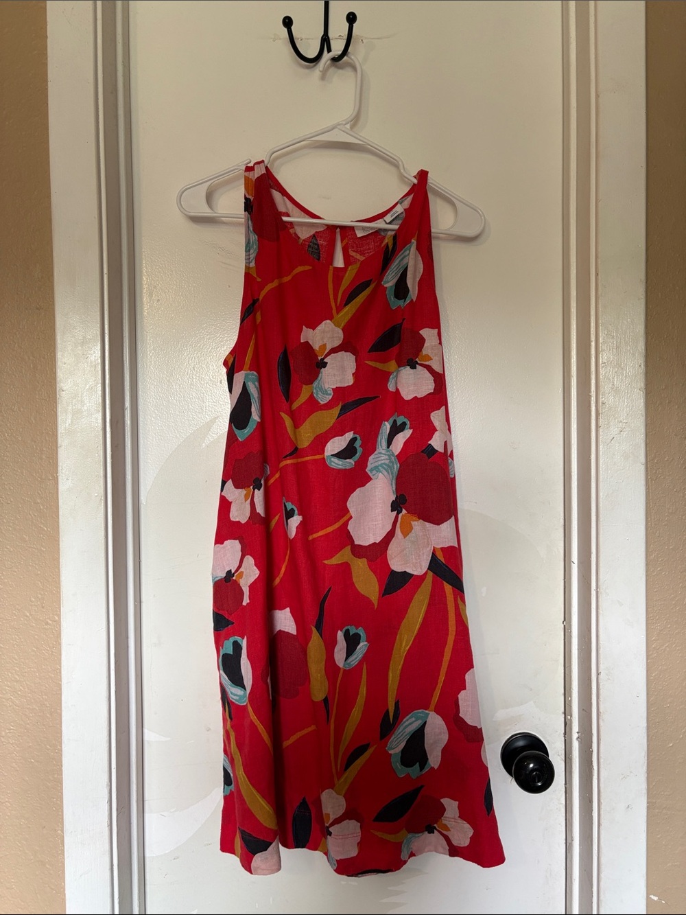 Sigrid Olsen Red Floral Mini Dress with Multicolor Print